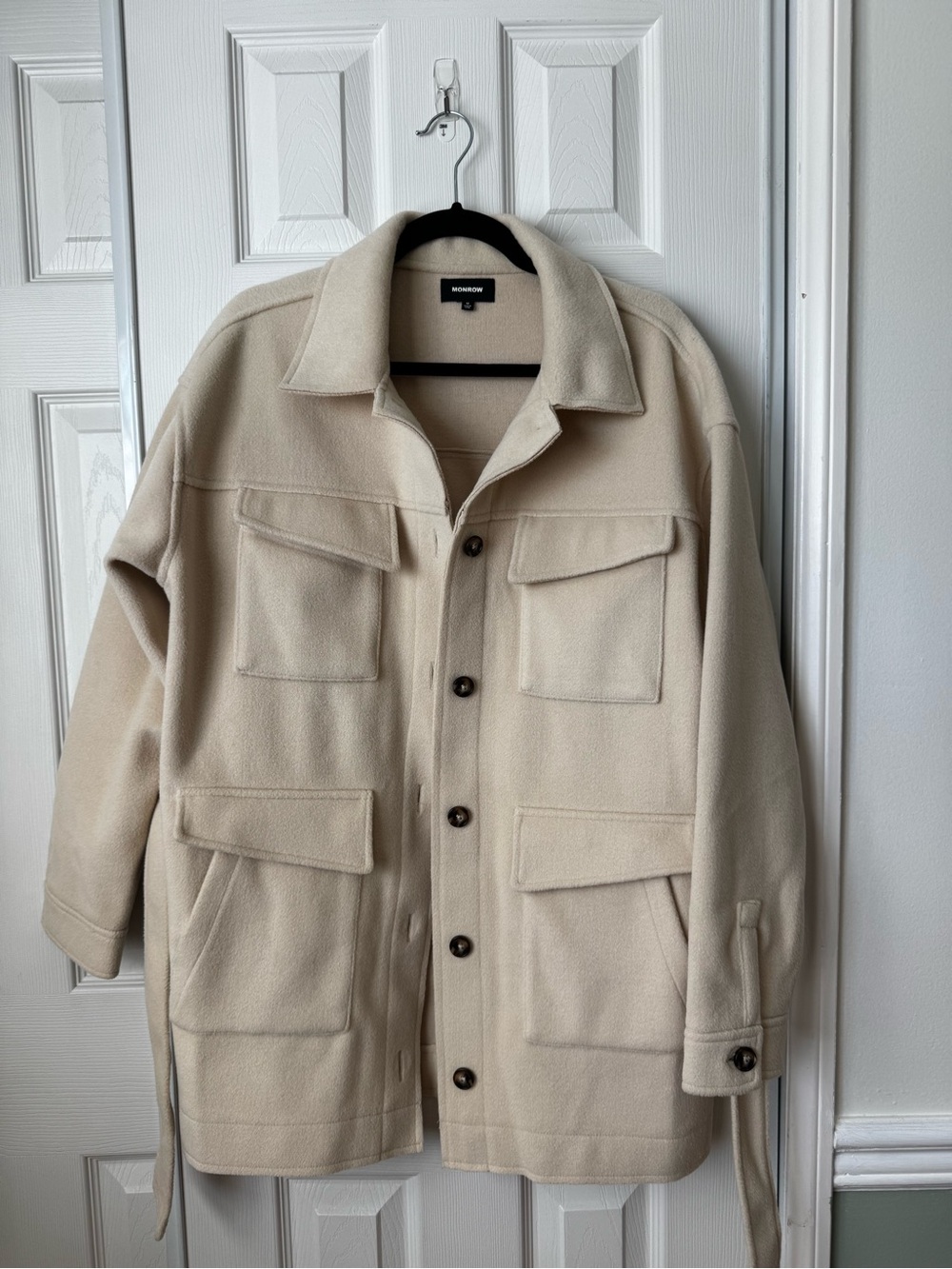 Monrow Cream Overshirt Jacket